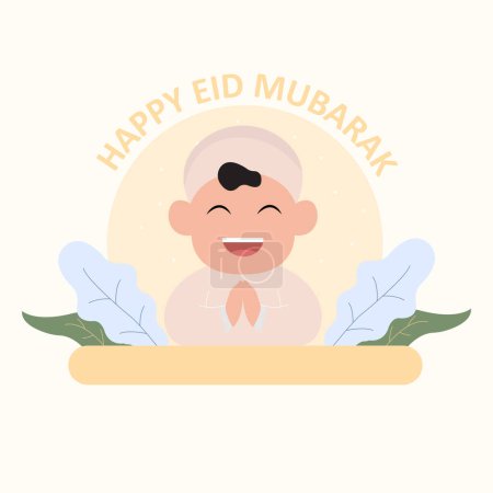 Photo for Vector illustration of cute cartoon character with simple leaves concept of happy eid - Royalty Free Image