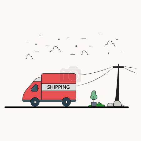 Photo for Logistic transportation shipping courier cargo illustration simple concept flat truck vector logo - Royalty Free Image