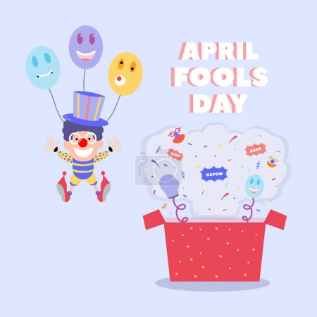 Photo for Happy april fools day illustration clown concept surprise and comedy fun vector template poster background - Royalty Free Image