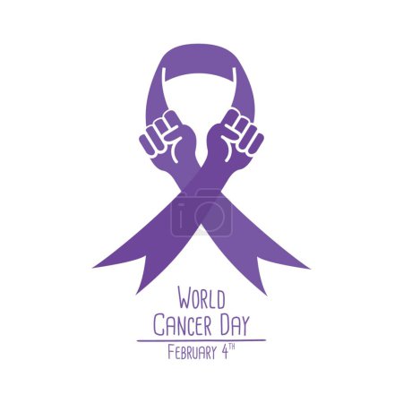 Foto de World Cancer Day Template Design (en inglés). Ilustración de vectores. Cinta púrpura - Imagen libre de derechos