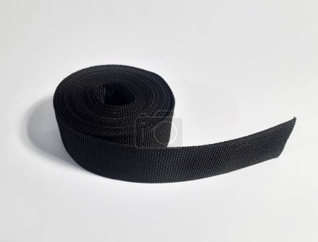Photo for Black webbing strap with white background - Royalty Free Image
