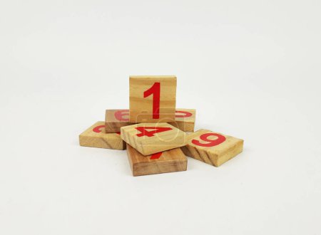 the numbers written on wood are rectangular and have a white background
