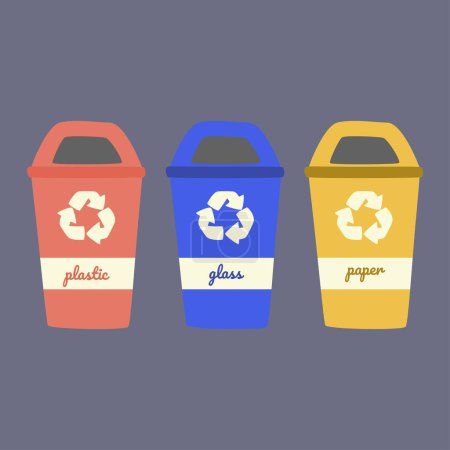 Illustration for Ecology icon. Earth, environment, sustainability, nature, recycle, waste, trash bin symbol - Royalty Free Image