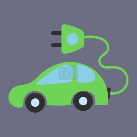 Illustration for Electric car icon, flat style - Royalty Free Image