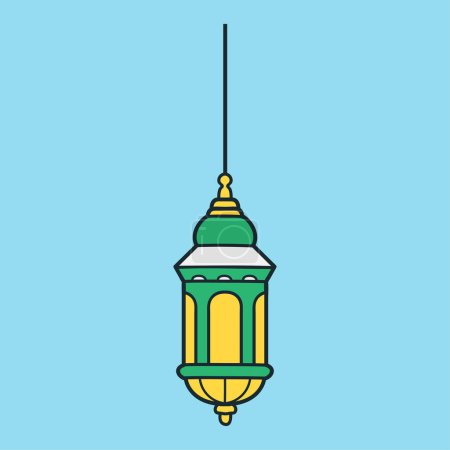 Téléchargez les illustrations : Lanterne lumineuse verte et jaune pour illustration icône vectorielle liée Journée islamique de l'Aïd. - en licence libre de droit