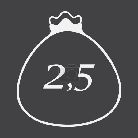 Illustration for A bag of money with the number 2.5 as the number of 2.5 percent for zakat. Zakat of 2.5% vector illustration icon for comply in Islam Religion Pillar. - Royalty Free Image