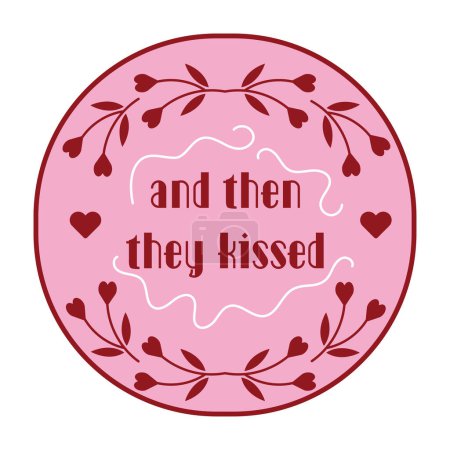 Illustration for Romance book or romance movie, series, tv show. Concept of love story, drama quote with pink and red hearts. Romantic kiss. Isolated hand drawn vector illustration - Royalty Free Image