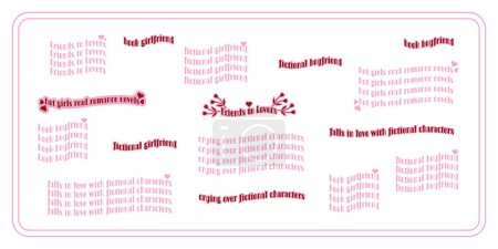 Set of trendy funny romance book quotes. Love novel reading. Romantic, book lover phrases collection. Isolated hand drawn vector illustration