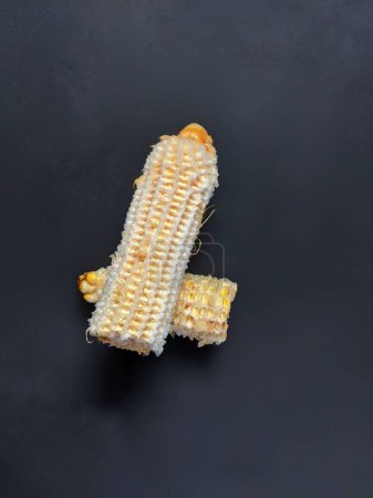 Téléchargez les photos : Déchets de maïs sur fond noir - en image libre de droit
