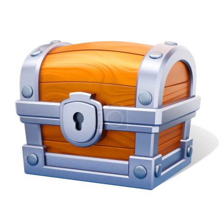 Photo for Vector illustration of a cartoon treasure chest isolated on white background - Royalty Free Image