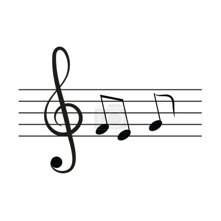 Téléchargez les illustrations : Icône de partition musicale avec des notes sur fond blanc - en licence libre de droit
