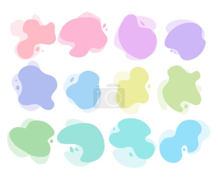 Illustration for Set of colorful abstract splash shaped backgrounds for WEB and APP design. Rounded digital shapes of water. Landing page design elements. - Royalty Free Image