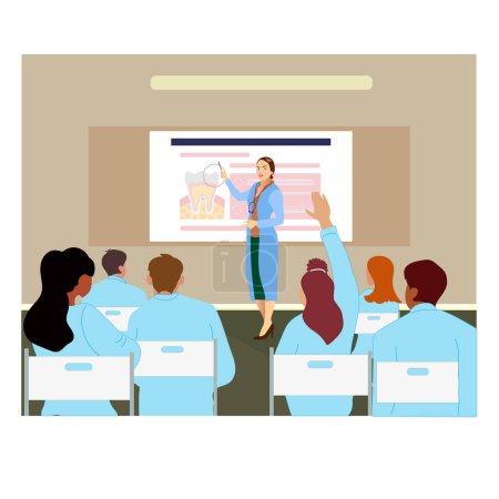 Illustration for Dental school illustration. Education for future dentists. Medical presentation. Training course. - Royalty Free Image