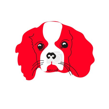 Illustration for Blenheim Cavalier King Charles Spaniel Dog Head Vector Flat Design Illustration from Front View for Website Icon, Social Media and Blog Post for Dog Business Related - Royalty Free Image