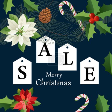 Illustration for Poster for Christmas Sale background Banner or poster for shopping store discount - Royalty Free Image