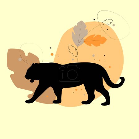 Illustration for Vector silhouette of a tiger isolated on an abstract background. Big wild cat. - Royalty Free Image