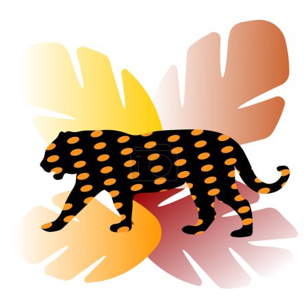 Téléchargez les illustrations : Silhouette vectorielle d'un tigre isolé sur un fond abstrait. Grand chat sauvage. - en licence libre de droit