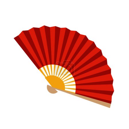 Illustration for Open hand fan on a white background. Traditional decoration and accessory. Vector flat illustration. - Royalty Free Image