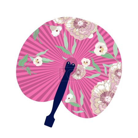 Illustration for Open hand fan on a white background. Traditional decoration and accessory. Vector flat illustration. - Royalty Free Image