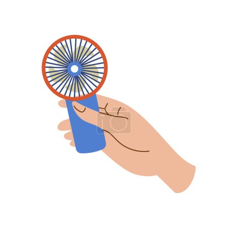 Illustration for Hand fan vector illustration isolated on white background. Fan in hand, side view - Royalty Free Image