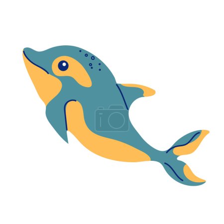 Illustration for Vector illustration of funny dolphin for design element. - Royalty Free Image