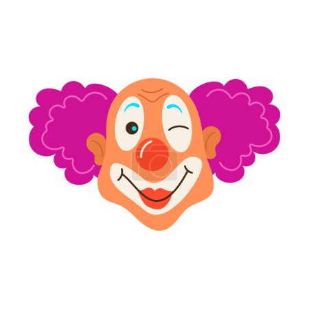 Illustration for Vector illustration of a smiling clown on a white background. Circus carnival cartoon art illustration. Design for happy birthday party, poster, banner, card, web site, modern trendy flat style - Royalty Free Image