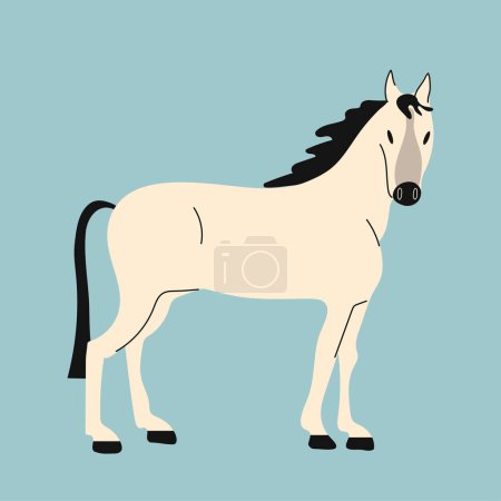 Téléchargez les illustrations : Illustration vectorielle d'un cheval de lumière debout sur fond vert. - en licence libre de droit