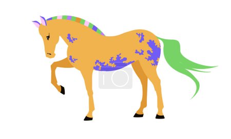 Illustration vectorielle d'un cheval debout sur fond blanc. Illustration plate couleur pleine longueur d'un cheval.
