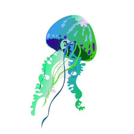 Ilustración de Icono de vector de medusas. Ilustración vectorial de una medusa de colores sobre un fondo blanco. - Imagen libre de derechos