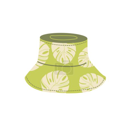 Illustration for Panama with floral pattern, bucket hat. Vector illustration isolated on white background. - Royalty Free Image