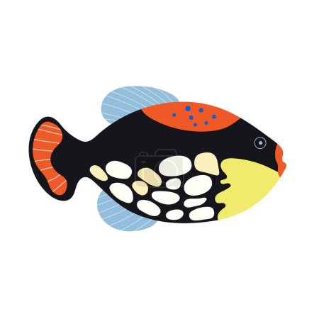 Téléchargez les illustrations : Joli poisson tropical. Illustration vectorielle plate isolée sur fond blanc. - en licence libre de droit