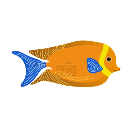 Téléchargez les illustrations : Joli poisson tropical. Illustration vectorielle plate isolée sur fond blanc. - en licence libre de droit