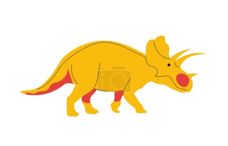 Téléchargez les illustrations : Illustration vectorielle de Triceratops isolée sur fond blanc. Dinosaures de la période jurassique. - en licence libre de droit