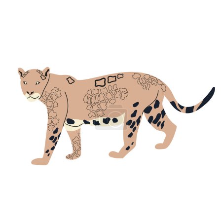 Ilustración de Ilustración vectorial de un jaguar sobre un fondo blanco. Vista lateral. - Imagen libre de derechos