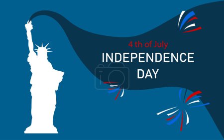 Ilustración de Feliz día de independencia 4 de julio de fondo con Estatua de la Libertad. - Imagen libre de derechos