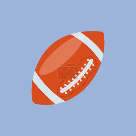 Illustration for American football ball icon, modern minimal flat design style. Brown rugby ball. Stylized sport equipment illustration. - Royalty Free Image