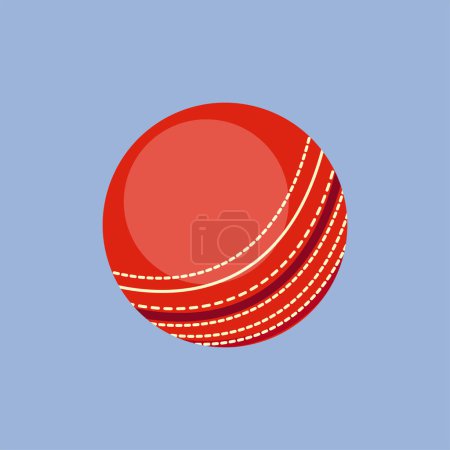 Illustration for Cricket ball for a sports game stock vector illustration isolated on blue background. - Royalty Free Image