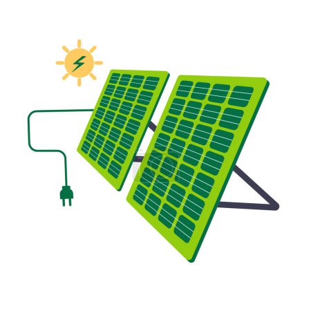 Téléchargez les illustrations : Panneau de batterie solaire illustration vectorielle. Énergie renouvelable alternative, énergie solaire, panneaux solaires technologiques, vecteur. - en licence libre de droit