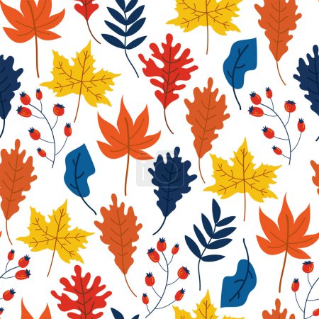 Illustration for Cute autumn seamless background with leaves. Ideal for wallpapers, gift paper, pattern fills, web page backgrounds, fall greeting cards. - Royalty Free Image