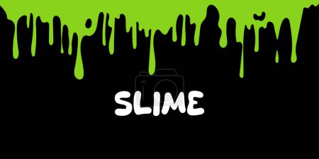 Illustration for Flowing green sticky liquid. Background of dribble slime. Halloween illustration on black background.Vector isolated illustration. - Royalty Free Image
