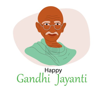 Illustration for September, 19, 2023: Gandhi Jayanti or 2nd October with design illustration. Mohandas Karam Chandra Gandhi Birthday. - Royalty Free Image
