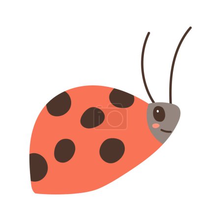 Illustration for Cute cartoon ladybug on a white background. Cute character for childish design. Flat vector illustration. - Royalty Free Image