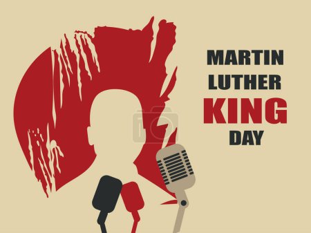 Téléchargez les illustrations : Martin Luther King Jr. Typographie de jour conception de carte de vœux. MLK Day fond vectoriel beige. - en licence libre de droit