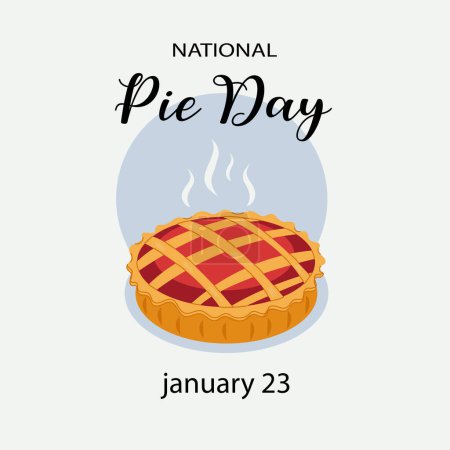 National Pie Day on january 23 with food consisting of pastry shells and various fillings in flat cartoon hand drawn templates illustration. Flat style design.