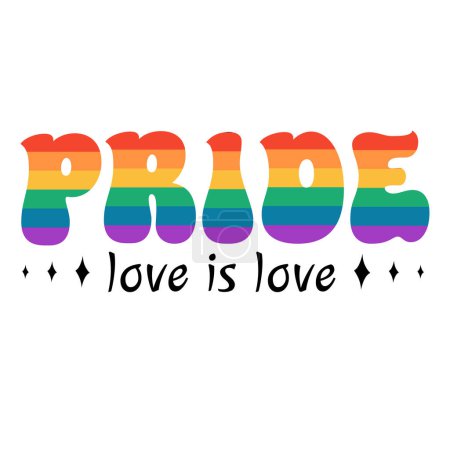Ilustración de Arco iris. Símbolo de la comunidad del orgullo LGBT. Cita LGBT Orgullo aislado sobre fondo blanco. - Imagen libre de derechos