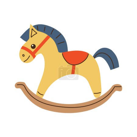 Illustration for Rocking horse. Children's toy. Vector illustration on a white background. Classic wooden swing. Horse for logo, design and greeting card. - Royalty Free Image