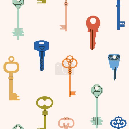 Ilustración de Fondo de diferentes tipos de llaves de la puerta. Diferentes tipos, tamaños.Color de las llaves de la casa de fondo. Fondo, Papel pintado, Papel de embalaje, plantilla de póster. - Imagen libre de derechos