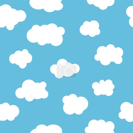Illustration for Seamless clouds on blue background. Floating clouds. Sky pattern for web site, label, banner, backdrop and wallpaper. Vector illustration. - Royalty Free Image