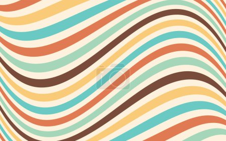 Illustration for Retro groovy background. Abstract and textured wavy shapes design. Colorful 60s and 70s style vector illustration design - Royalty Free Image