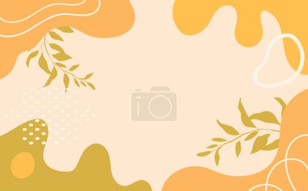 Illustration for Minimalist abstract background with abstract line art and botanical leaves.Creative banner templates with copy space for text. Vector background for banner, and poster. - Royalty Free Image